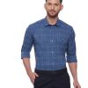 Blue Semi Casual Regular Mens checkered shirt