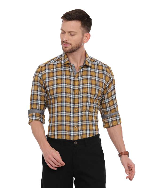 Yellow SemiCasual Regular checkered shirt