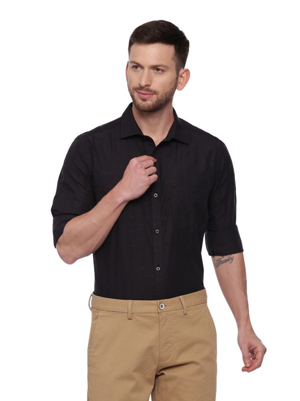 Brown Formal Regular Textured Shirt