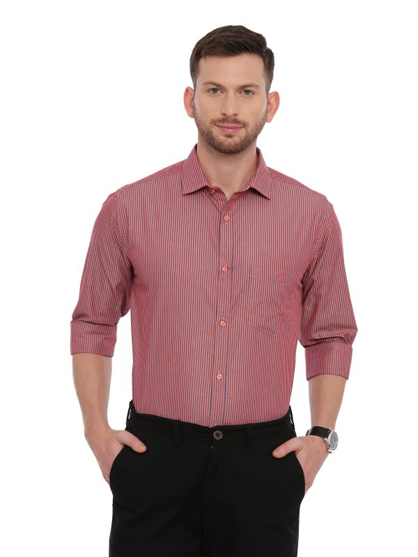 Red Smart formal Regular Mens Striped shirt