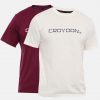 Wine And Off White Crewneck Typographic Printed T-Shirt Combo