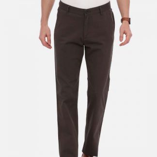 Brown Tapered Solid Chinos Trouser