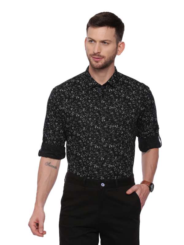 Black SemiCasual Regular tailored Printed shirt