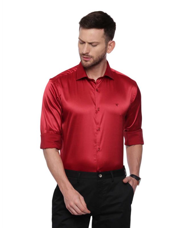 Bright Red Semi Casual Regular Shirt