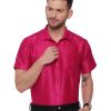 Pink Semi Casual Regular tailored solid shirt