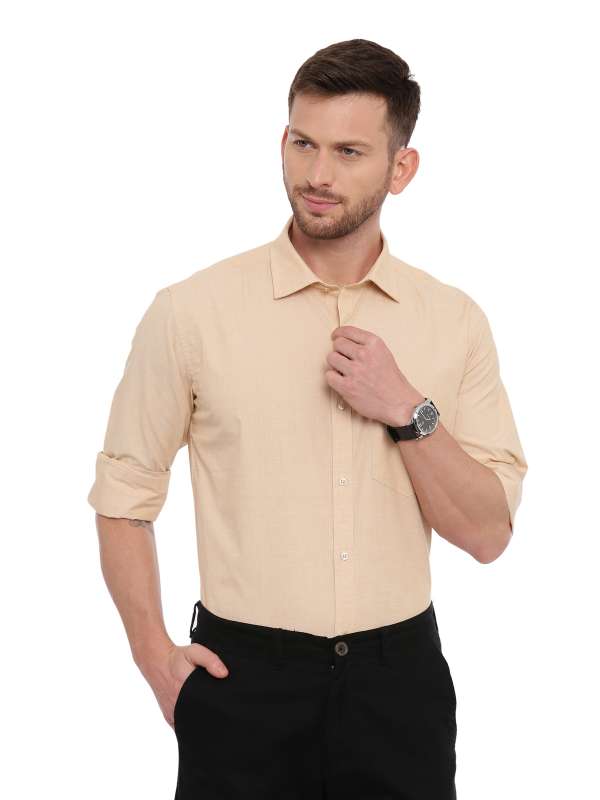 Beige Formal Regular tailored solid shirt