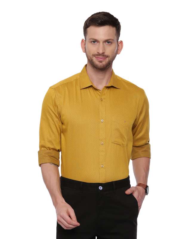 Yellow Formal Regular tailored Micro Printed shirt