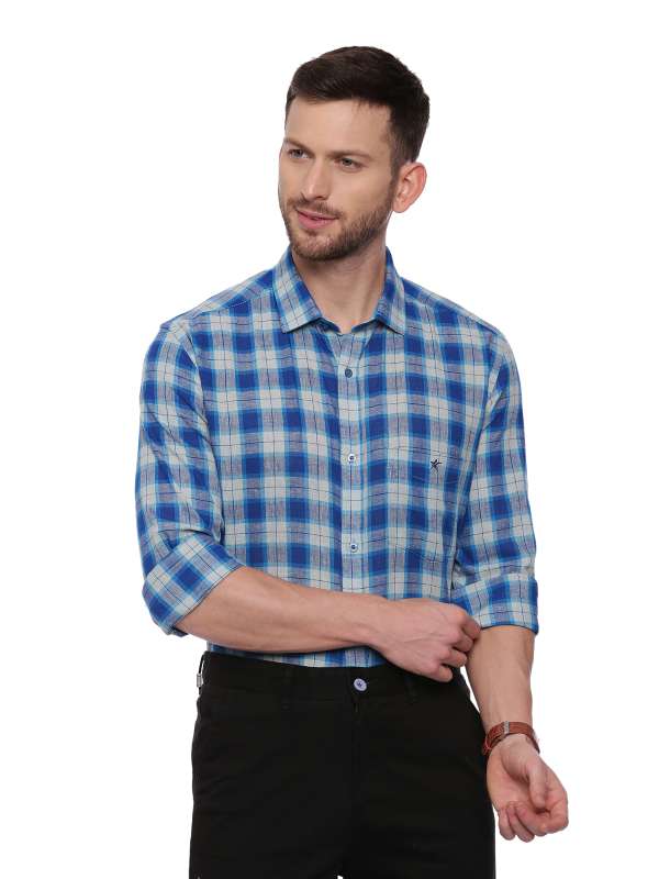 Blue SemiCasual Regular tailored checkered shirt