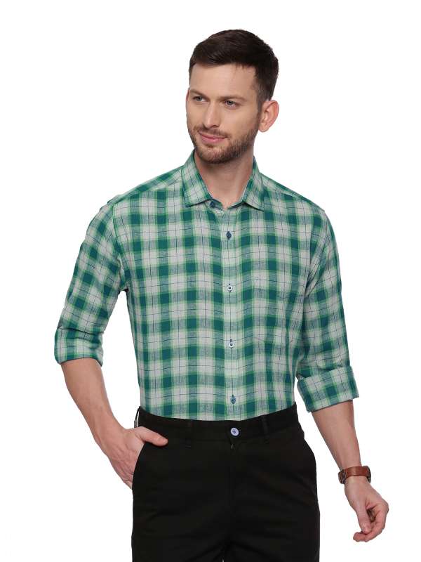 Green SemiCasual Regular tailored checkered shirt