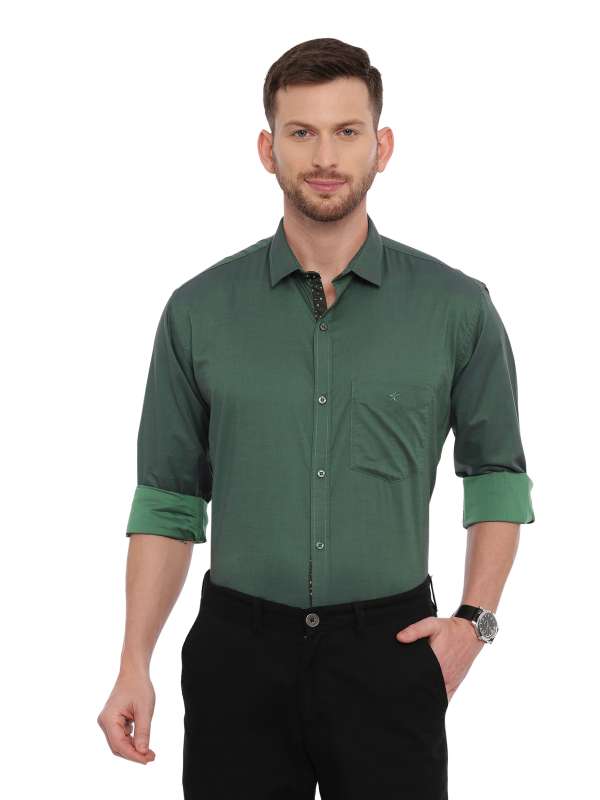 Green Smart formal Regular tailored solid shirt