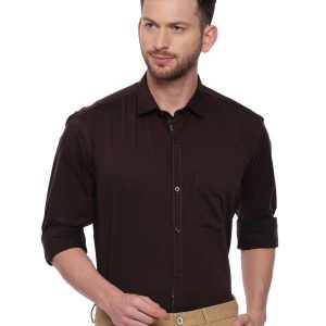 Brown Smart formal Regular tailored solid shirt