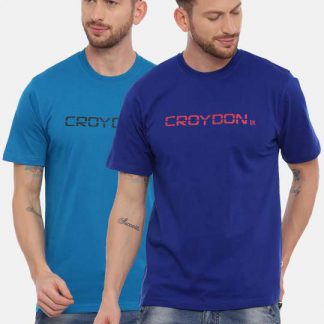 Violet And Air force Crewneck Typographic Printed T-Shirt Combo