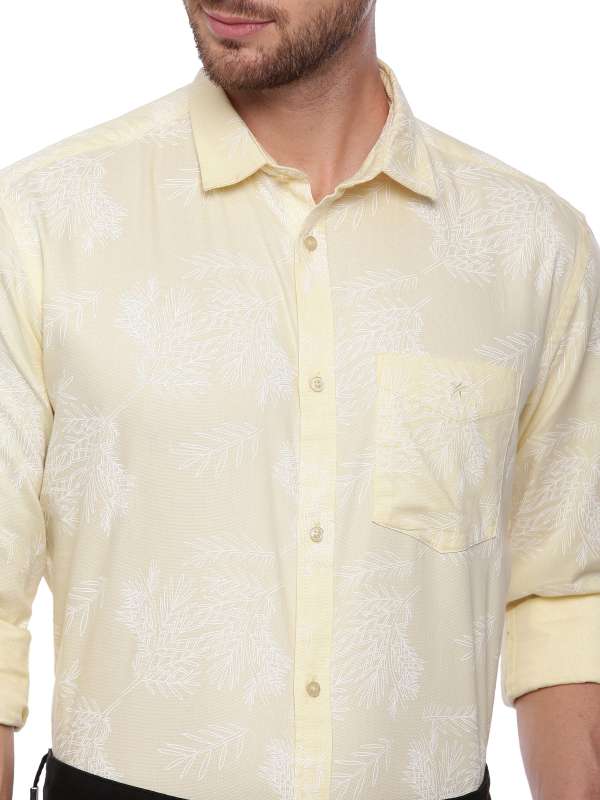 Yellow Semi Casual Regular tailored Printed shirt
