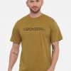 Black And Olive Crewneck Typographic Printed T-Shirt Combo