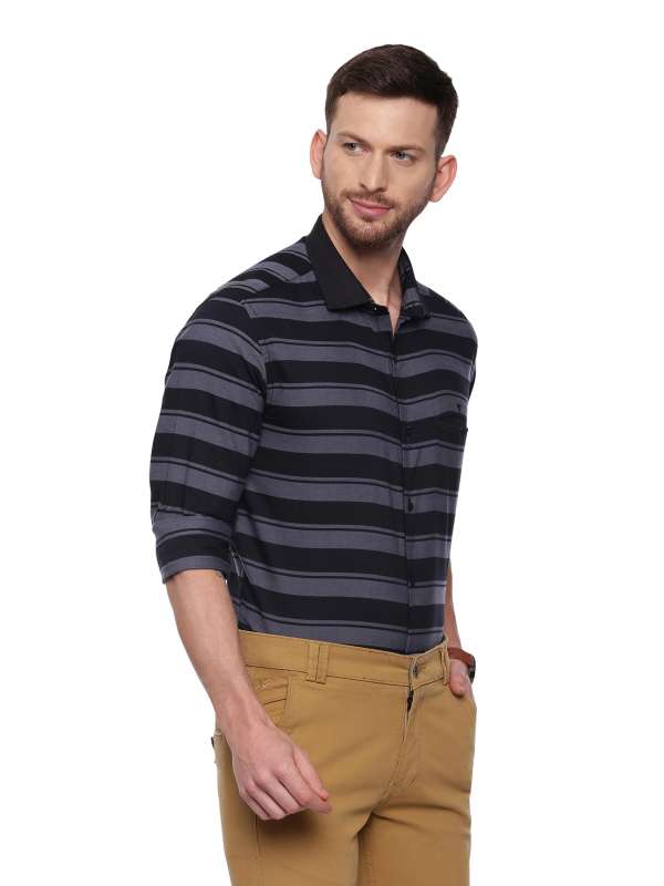Black Semi Casual Regular tailored Striped shirt