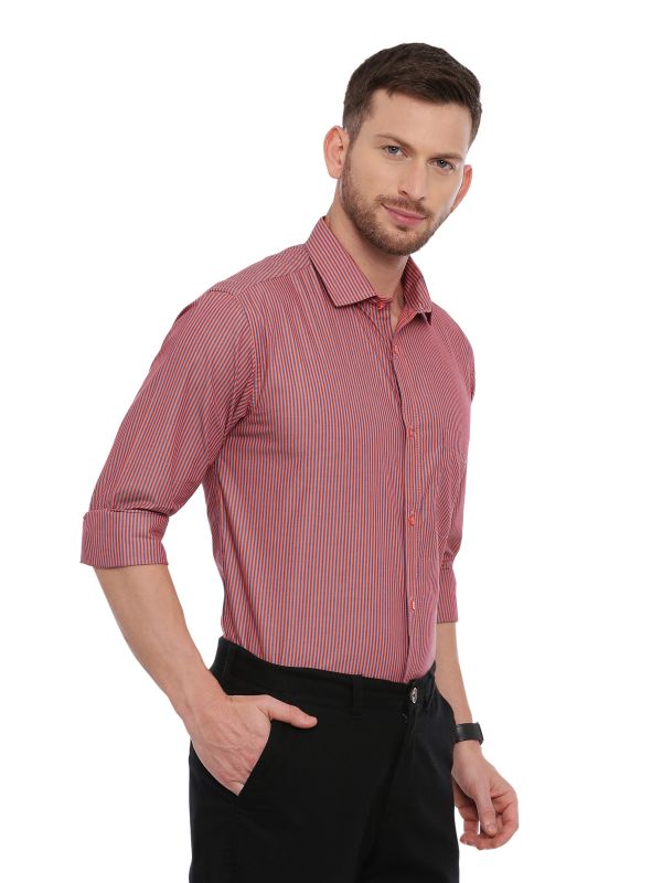 Red Smart formal Regular Mens Striped shirt