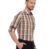 Brown Semi Casual Regular tailored checkered shirt