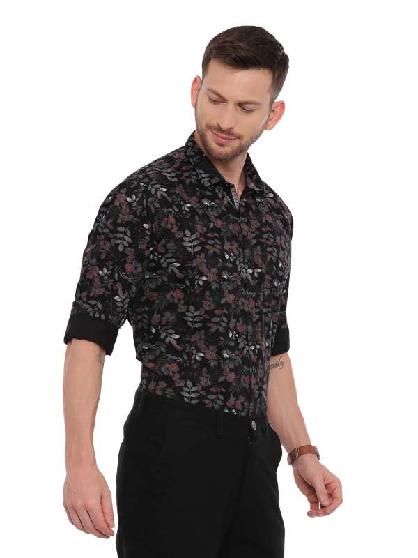 Black Semi Casual Regular tailored Printed shirt
