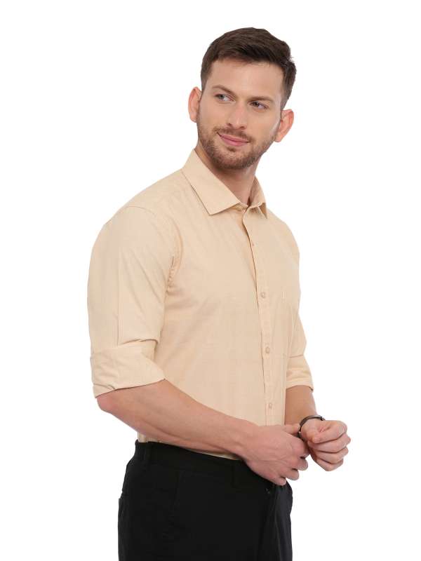 Beige Formal Regular tailored solid shirt