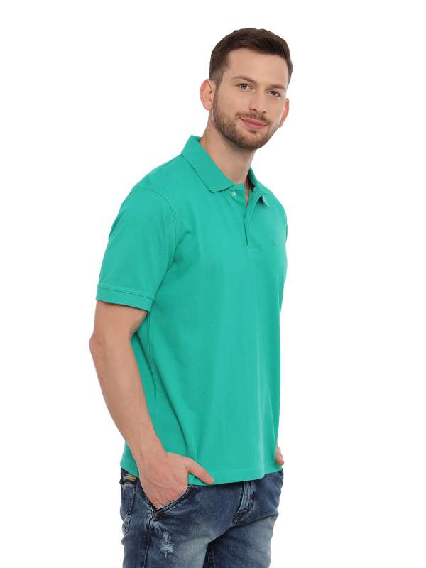 Green Regular Solid Polo Neck T-Shirt