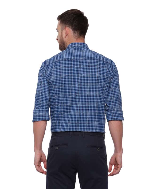 Blue Semi Casual Regular Mens checkered shirt