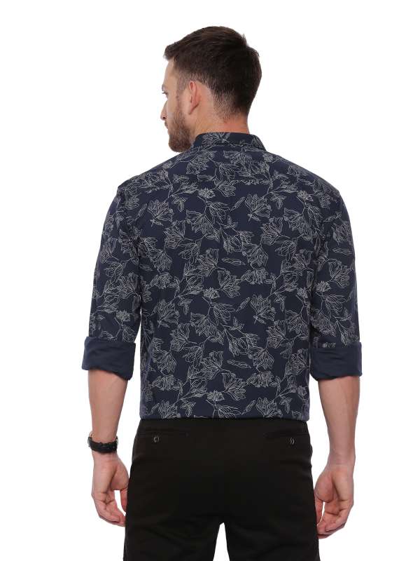 Navy blue Semi Casual Regular Mens tailored Printed shirt