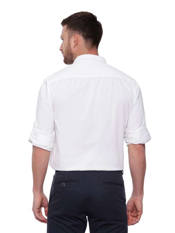 White Semi Casual Regular tailored corduroy shirt