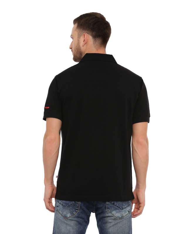 Black Regular Solid Polo Neck T-Shirt