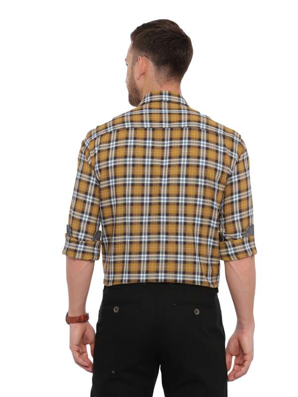 Yellow SemiCasual Regular checkered shirt