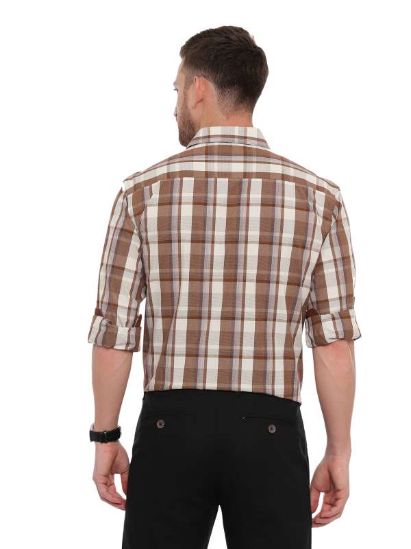 Brown Semi Casual Regular tailored checkered shirt