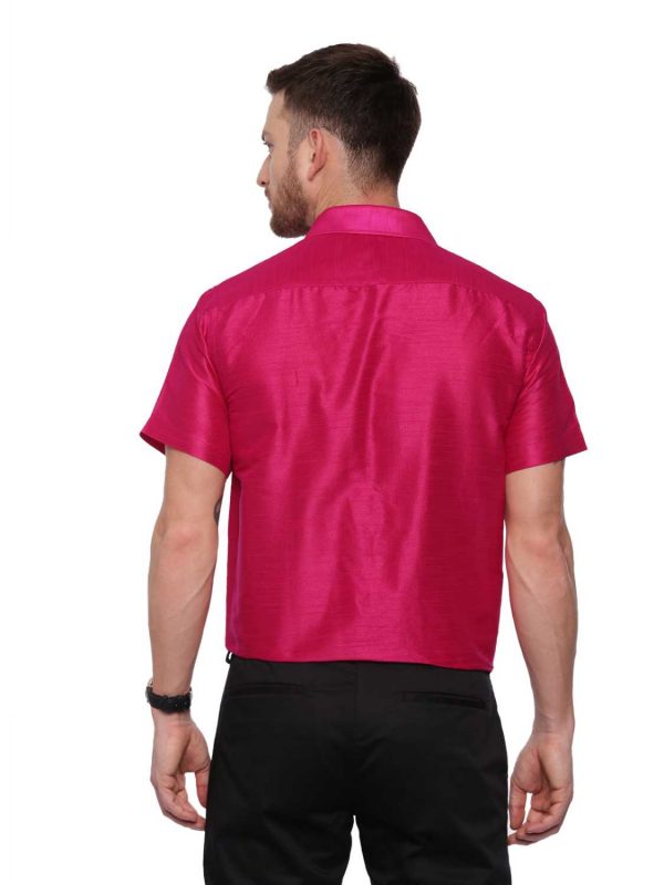 Pink Semi Casual Regular tailored solid shirt