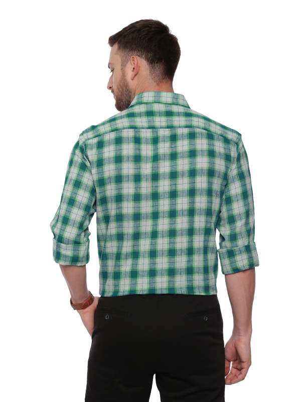 Green SemiCasual Regular tailored checkered shirt