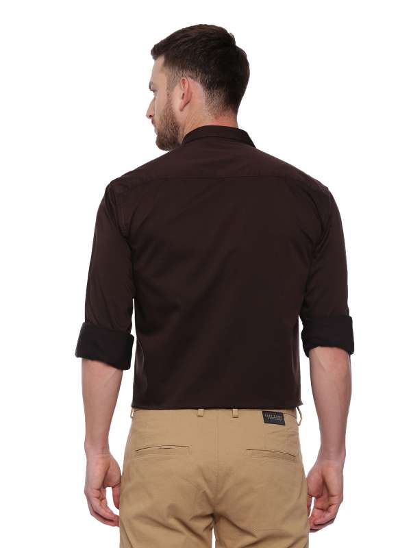 Brown Smart formal Regular tailored solid shirt