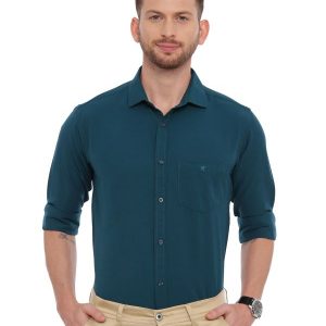 Green Formal Men Regular Soild Shirt