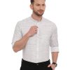 White Semi Casual Mandarin Solid Shirt