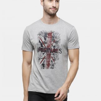 Grey Crewneck T-Shirt Grunge Union jack