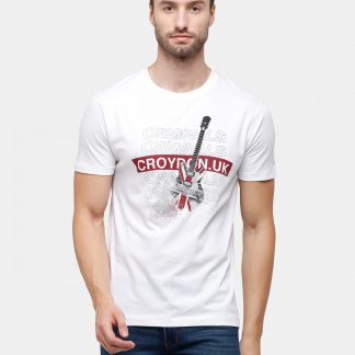 White Crewneck T-Shirt Guitar Originals