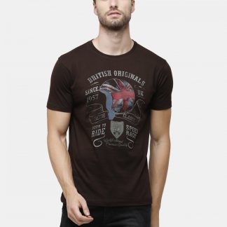 Brown Crewneck T-Shirt Retro Classic Grunge