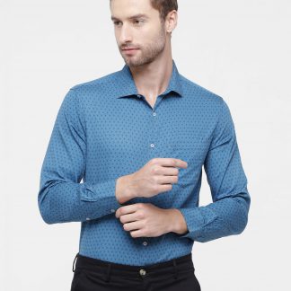 Blue Geometric Print Men's Shirt