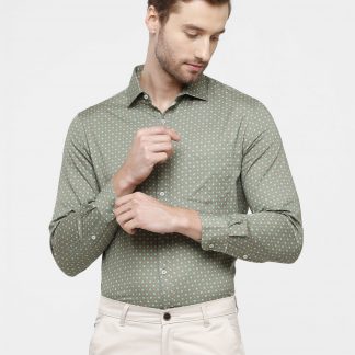 Olive green Floral Print Men's Shirt