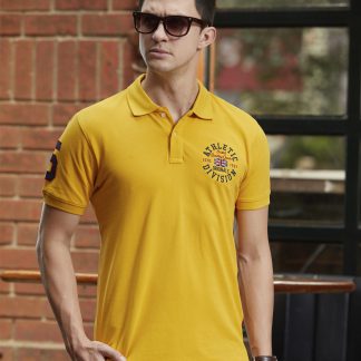Union Jack Embroidered Polo Shirt - Mustard Yellow