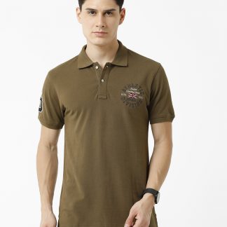 Union Jack Embroidered Polo Shirt - Olive