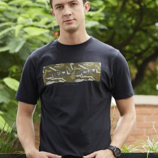 Croydon Camouflage Chest Print Crewneck T-Shirt - Black