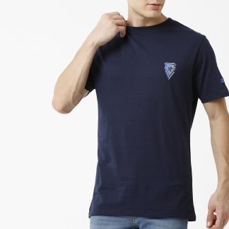 Emblem Printed Crewneck T-Shirt - Navy