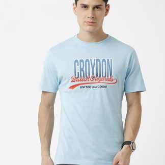 British Originals Applique Crewneck T-Shirt - Light Blue