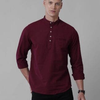 Croydon UK Men's Maroon Nehru collar kurta