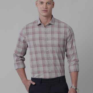 Croydon UK Men's light ash slub plaid shirt